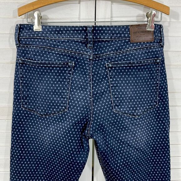 Lucky Brand Jeans Size 10 Lolita Mid Rise Blue Polka Dot Slim Leg - Picture 10 of 15